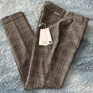 155. ILTM Plaid Straight-Leg Pants in Brown, Black and Cream
